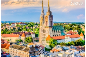 The iconic buildings of the cathedral in Zagreb, Croatia in an early autumn morning